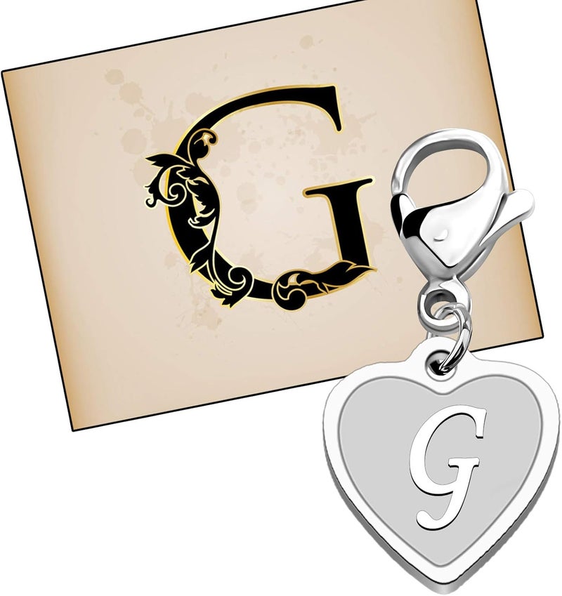 FAADBUK Initial Letter A-Z Alphabet Heart Charms for Jewelry Bracelet Keychain Necklace Initial Stainless steel Clasp Clip on Charm - Image 5
